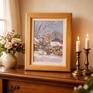 Vintage- Snow Town Needlepoint Handmade